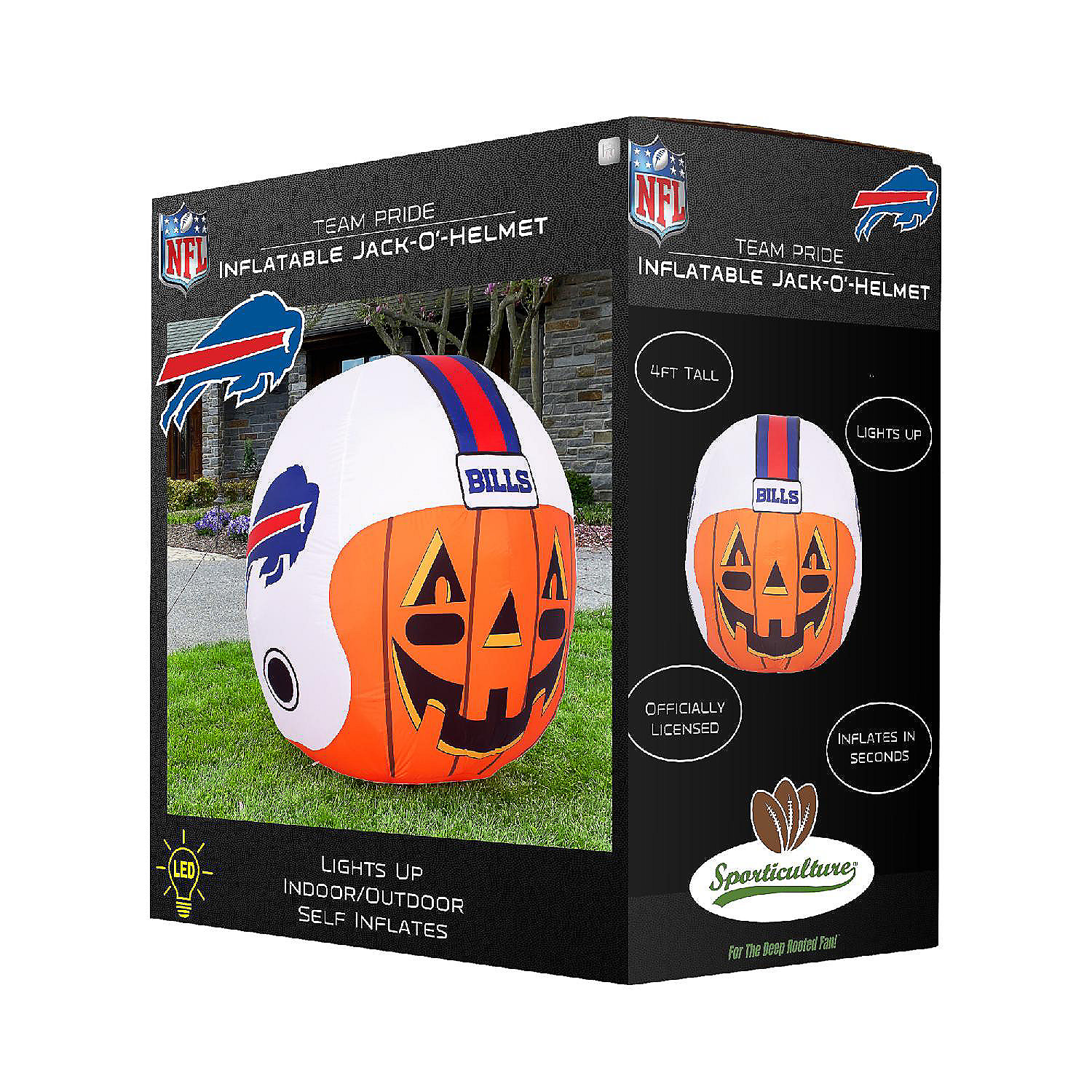 NFL Buffalo Bills Inflatable Jack O' Helmet, 4 ft Tall, Orange 4 NFL Buffalo Bills Inflatable Jack O' Helmet, 4 ft Tall, Orange - Image 2