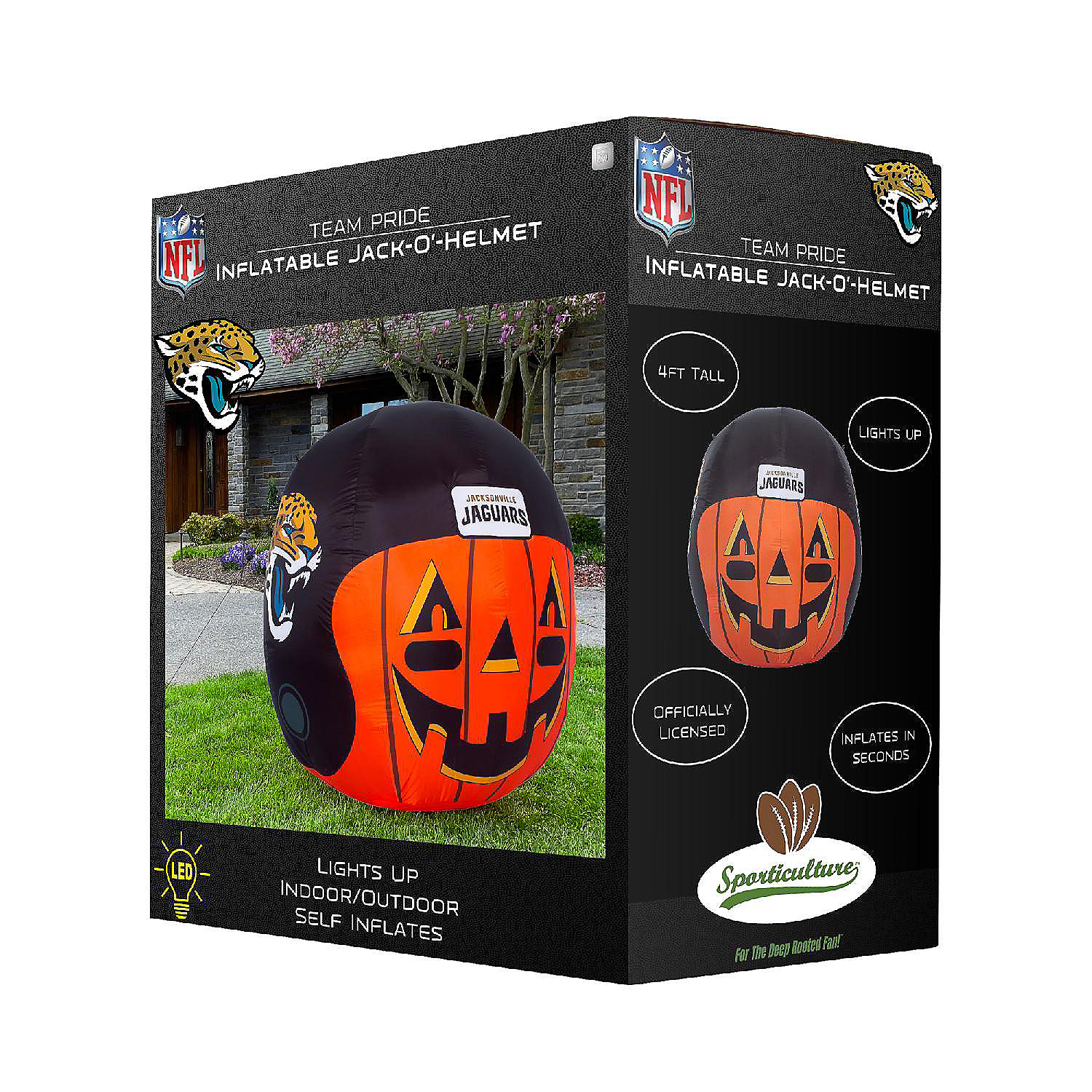 NFL Jacksonville Jaguars Inflatable Jack O' Helmet, 4 ft Tall, Orange 4 NFL Jacksonville Jaguars Inflatable Jack O' Helmet, 4 ft Tall, Orange - Image 2