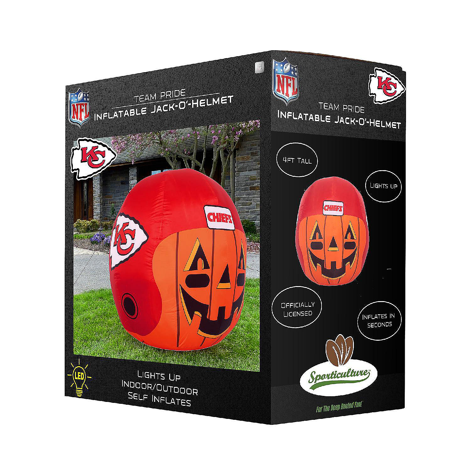 NFL Kansas City Chiefs Inflatable Jack O' Helmet, 4 ft Tall, Orange 4 NFL Kansas City Chiefs Inflatable Jack O' Helmet, 4 ft Tall, Orange - Image 2