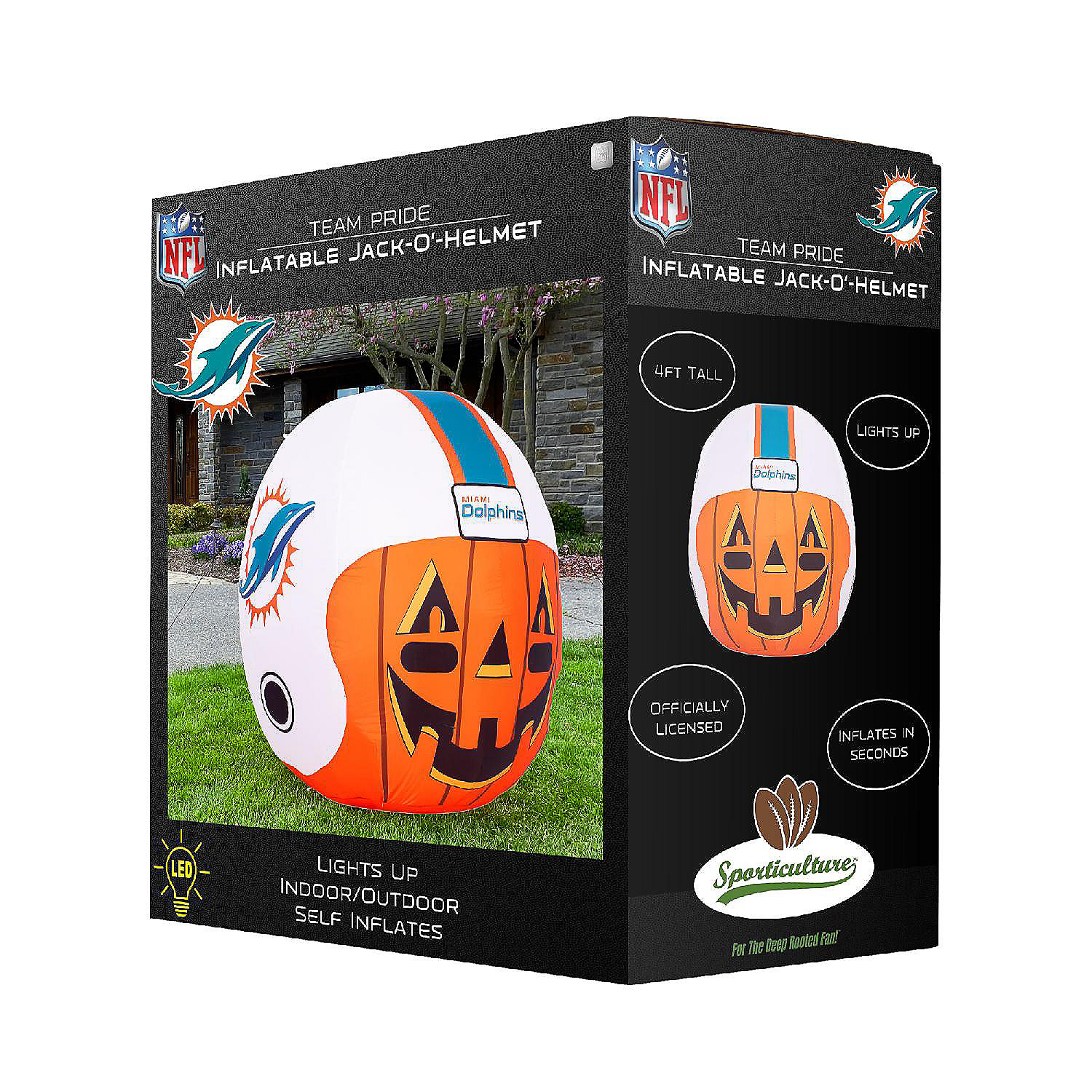 NFL Miami Dolphins Inflatable Jack O' Helmet, 4 ft Tall, Orange 4 NFL Miami Dolphins Inflatable Jack O' Helmet, 4 ft Tall, Orange - Image 2