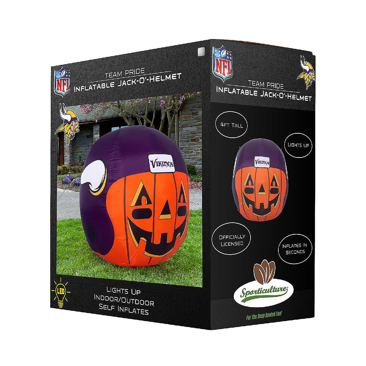 NFL Minnesota Vikings Inflatable Jack O' Helmet, 4 ft Tall, Orange 4 NFL Minnesota Vikings Inflatable Jack O' Helmet, 4 ft Tall, Orange - Image 2
