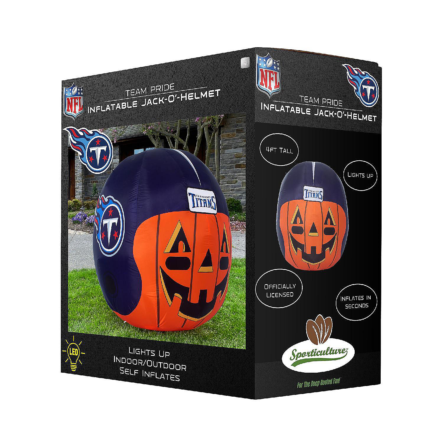 NFL Tennessee Titans Inflatable Jack O' Helmet, 4 ft Tall, Orange 4 NFL Tennessee Titans Inflatable Jack O' Helmet, 4 ft Tall, Orange - Image 2