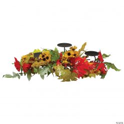 Northlight 28" Yellow Sunflower and Red Leaves Fall Harvest Candle Holder