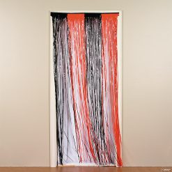 Orange & Black Fringe Door Curtain