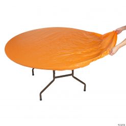 Orange Fitted Round Plastic Tablecloth 5 Orange Fitted Round Plastic Tablecloth -Halloween Costumes Halloween Party Supplies🎃 Sales orange fitted round plastic tablecloth13971858 a01