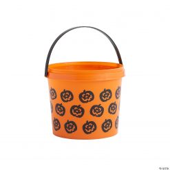 Orange Halloween Pumpkin Plastic Pails - 12 Pc.