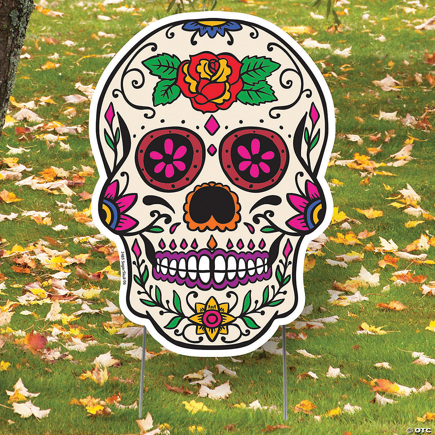 Pink-Eyed Sugar Skull Yard Sign 3 Pink-Eyed Sugar Skull Yard Sign