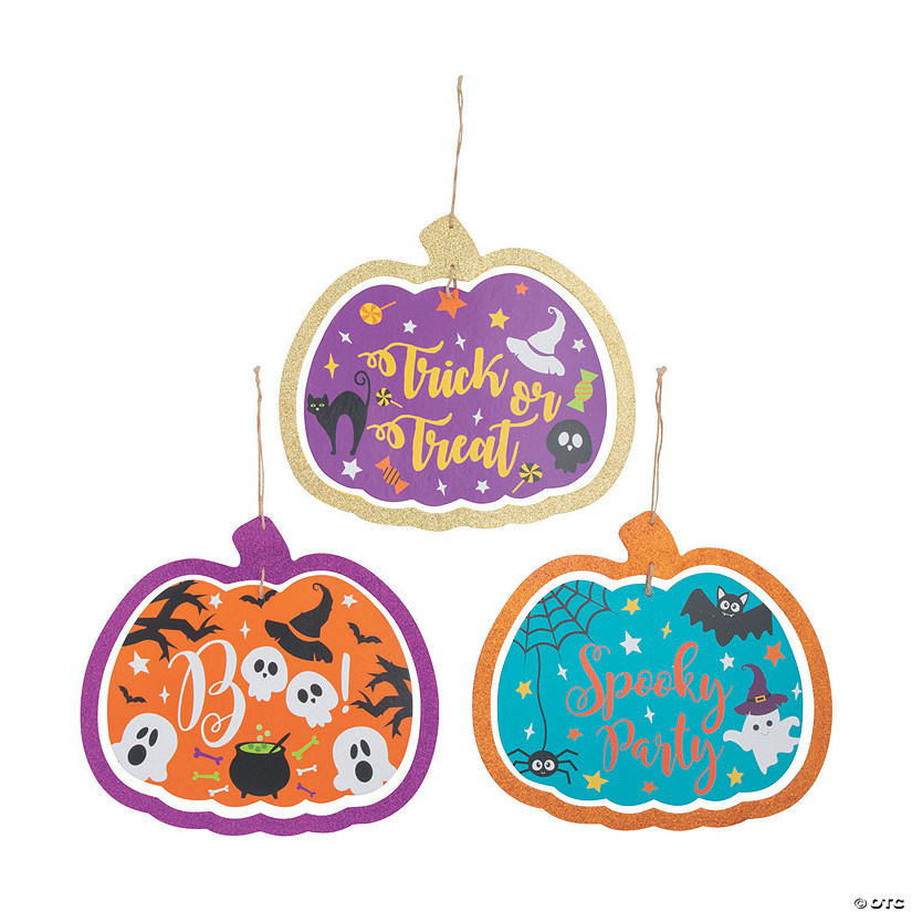 Pumpkin Halloween Door Sign Sett - 3 Pc. 3 Pumpkin Halloween Door Sign Sett - 3 Pc.