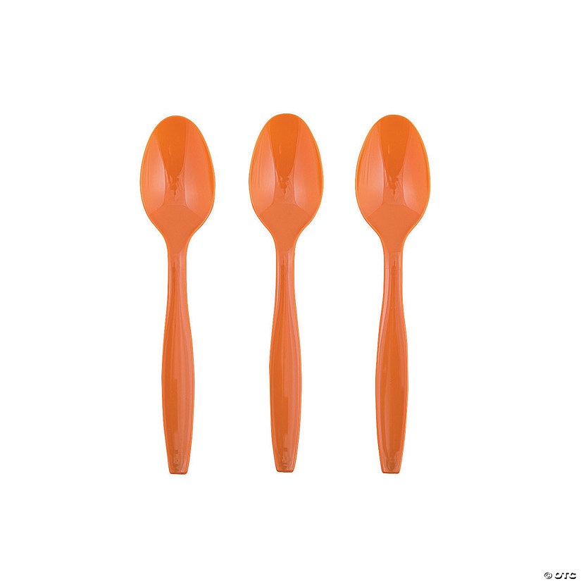 Pumpkin Orange Plastic Spoons - 24 Ct. 3 Pumpkin Orange Plastic Spoons - 24 Ct.