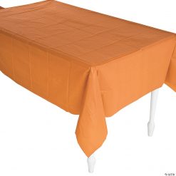 Pumpkin Spice Orange Plastic Tablecloth