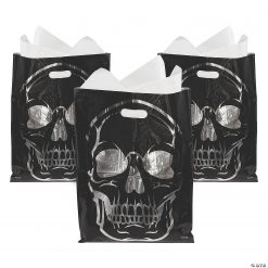 Reflective Foil Skull Trick-or-Treat Goody Bags - 50 Pc.