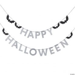 Silver Happy Halloween Pennant Banner - 2 Pc.