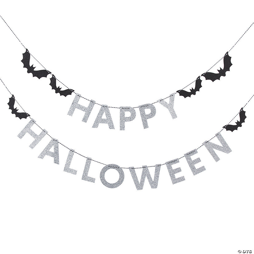 Silver Happy Halloween Pennant Banner - 2 Pc. 3 Silver Happy Halloween Pennant Banner - 2 Pc.