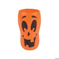 Tall Halloween Jack-O'-Lantern Orange Plastic Cups - 6 Ct.