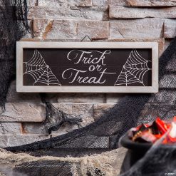 Trick-or-Treat Spider Web Halloween Decoration Sign