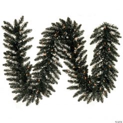 Vickerman 9' Black Fir Christmas Garland with Clear Lights