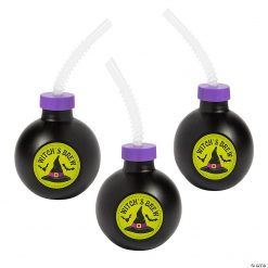 Witch Potion Cups with Lids & Straws - 12 Ct.